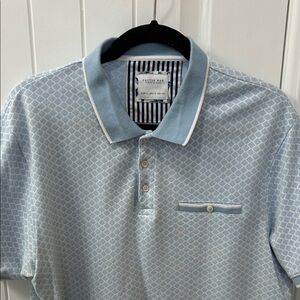 Casual Man Sky Blue Patterned Polo Shirt
